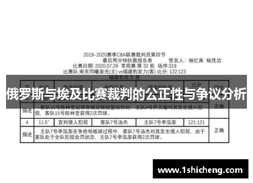 俄罗斯与埃及比赛裁判的公正性与争议分析